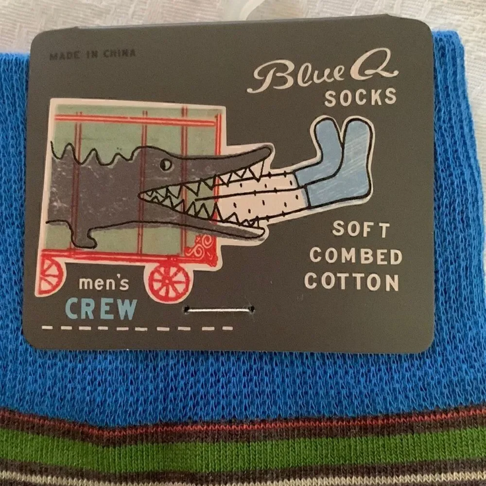 Mens Cotton Crew Socks Blue Q “I Left the Seat Up for You”